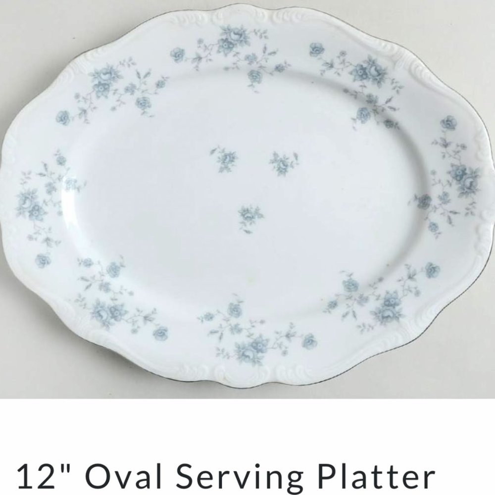 Haviland Blue Garland Serving Platter - Oval 12"